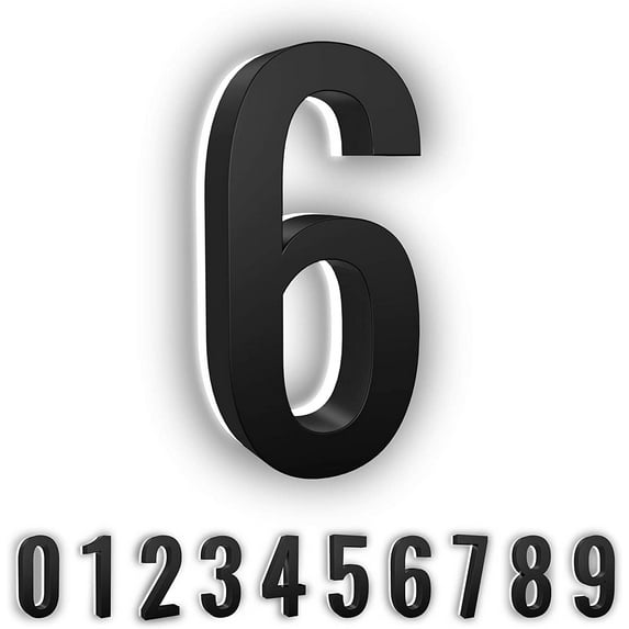 LumaNumbers Low-Voltage LED Address Numbers, Durable ABS-Polymer Lighted House Numbers, 5-inch, Weather-Proof, Illuminated (Black, 6) Power Source Required, Back-plate Recommended