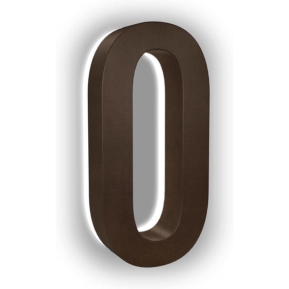 LumaNumbers Low-Voltage LED Address Numbers, Durable ABS-Polymer Lighted House Numbers, 7-inch, Weather-Proof, Illuminated (Bronze, 0) Power Source Required, Back-plate Recommended
