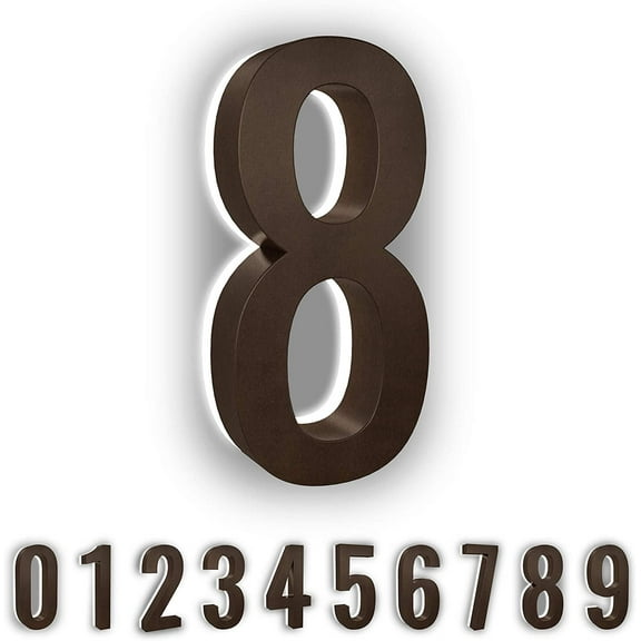 LumaNumbers Low-Voltage LED Address Numbers, Durable ABS-Polymer Lighted House Numbers, 7-inch, Weather-Proof, Illuminated (Bronze, 8) Power Source Required, Back-plate Recommended
