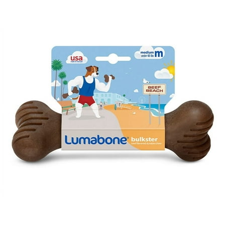 Lumabone Real Beef Durable Bulkster Dog Chew Toy, Medium