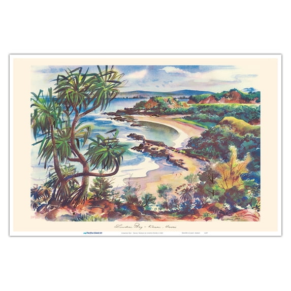 Lumahai Bay - Kauai Hawaii - Vintage Hawaiian Travel Poster by Joseph Fehér c.1949 - Master Art Print (Unframed) 12in x 18in