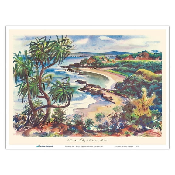 Lumahai Bay - Kauai Hawaii - Vintage Hawaiian Travel Poster by Joseph Fehér c.1949 - Master Art Print (Unframed) 9in x 12in