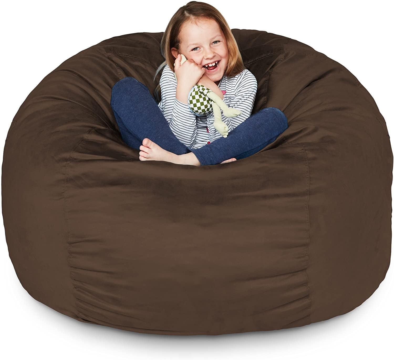 Free Shipping Lumaland 3ft Bean Bag Chair with Microsuede Washable Cover Brown Walmart Walmart