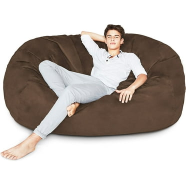 Lumaland 6ft Large Bean Bag Chair with Microsuede Washable Cover, Brown