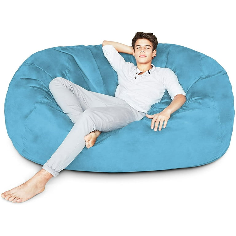 Free Shipping Lumaland 6ft Large Bean Bag Chair with Microsuede Washable Cover Light Blue Walmart Walmart