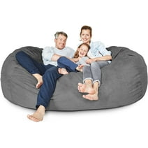 Lumaland Luxurious Giant 7ft Bean Bag Chair with Microsuede Cover - Ultra Soft  Foam Filling  Washable Jumbo Bean Bag Sofa for Kids  Teenagers  Adults - Sack Chair for Dorm  Family Room -