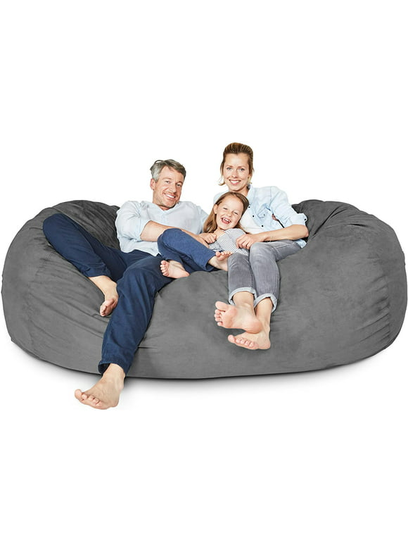 Lumaland Luxurious Giant 7ft Bean Bag Chair with Microsuede Cover - Ultra Soft  Foam Filling  Washable Jumbo Bean Bag Sofa for Kids  Teenagers  Adults - Sack Chair for Dorm  Family Room -