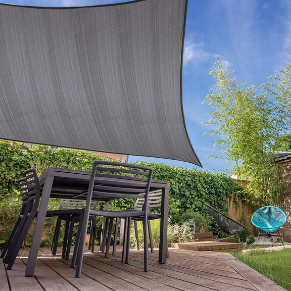 Lumaland Outdoor Sun Shade Sail with Fastening Ropes, Rectangle 12'x16', Anthracite