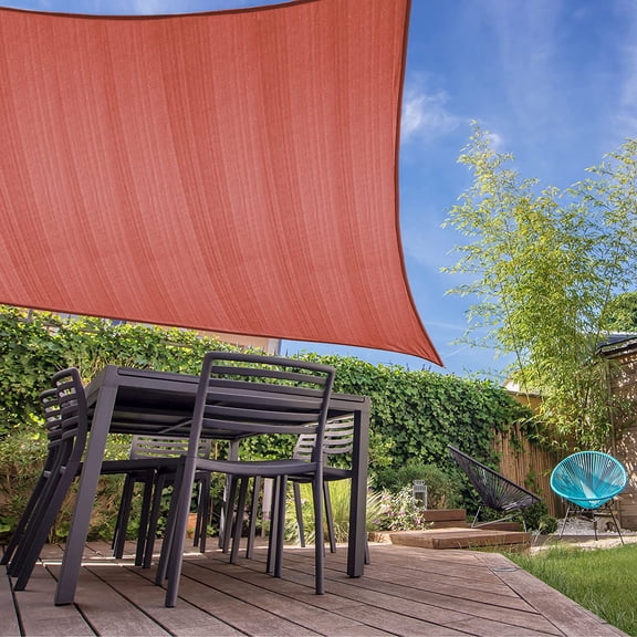 Lumaland Outdoor Sun Shade Sail with Fastening Ropes, Rectangle 8'x12', Terracotta
