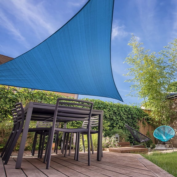 Lumaland Outdoor Sun Shade Sail with Fastening Ropes, Triangle 12'x12'x12', Blue