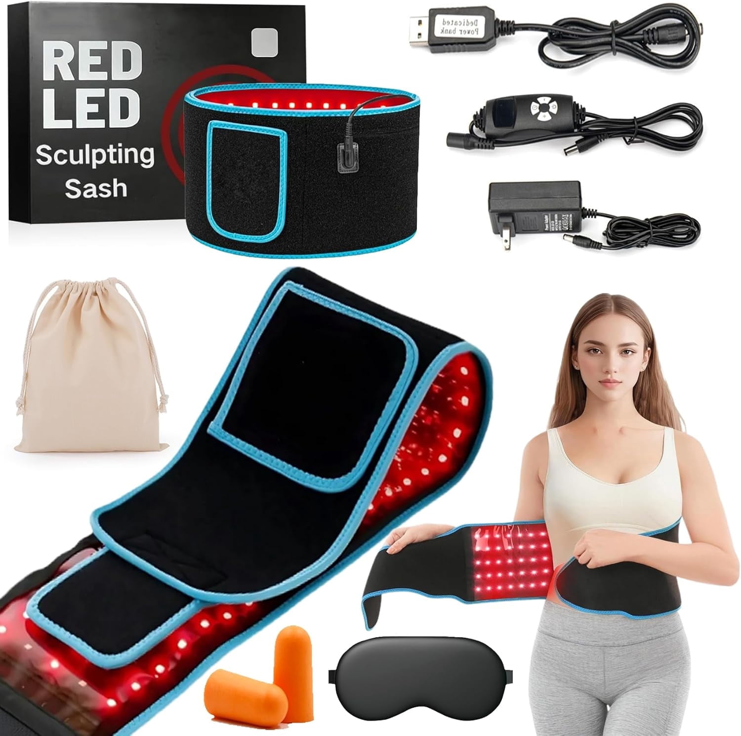 Lumalean Pro Slimming Belt, Lumalean Pro - Adjustable Cordless Belt, Tighten Loose Skin and Firm Your Waist, Soothes Post-Workout Aches and Tightness, for Waist, Thigh, Arms Etc (Blue)