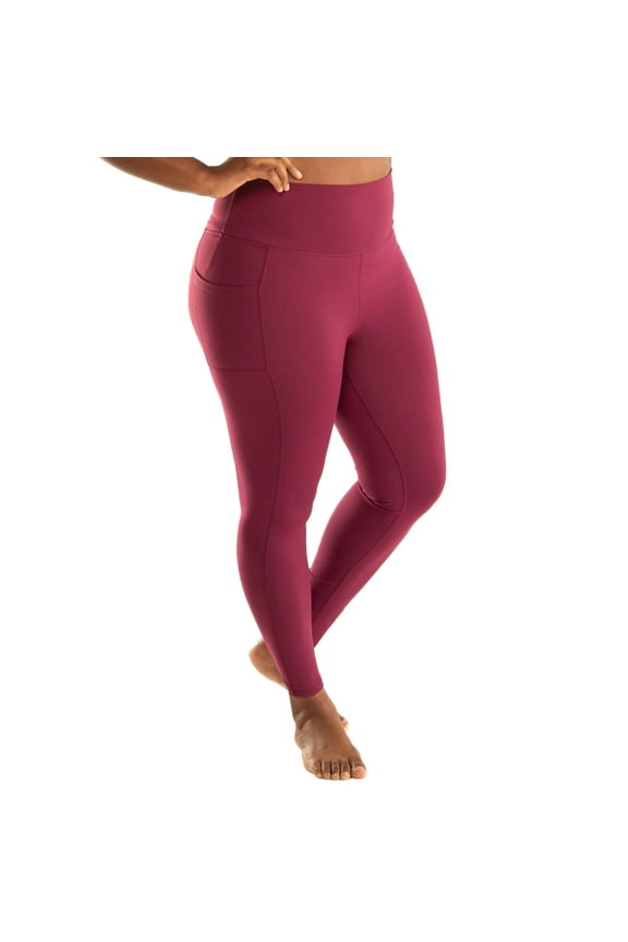 Leakproof Yoga Pant Leggings, 25" Inseam, Plum, 1X, Single Pair