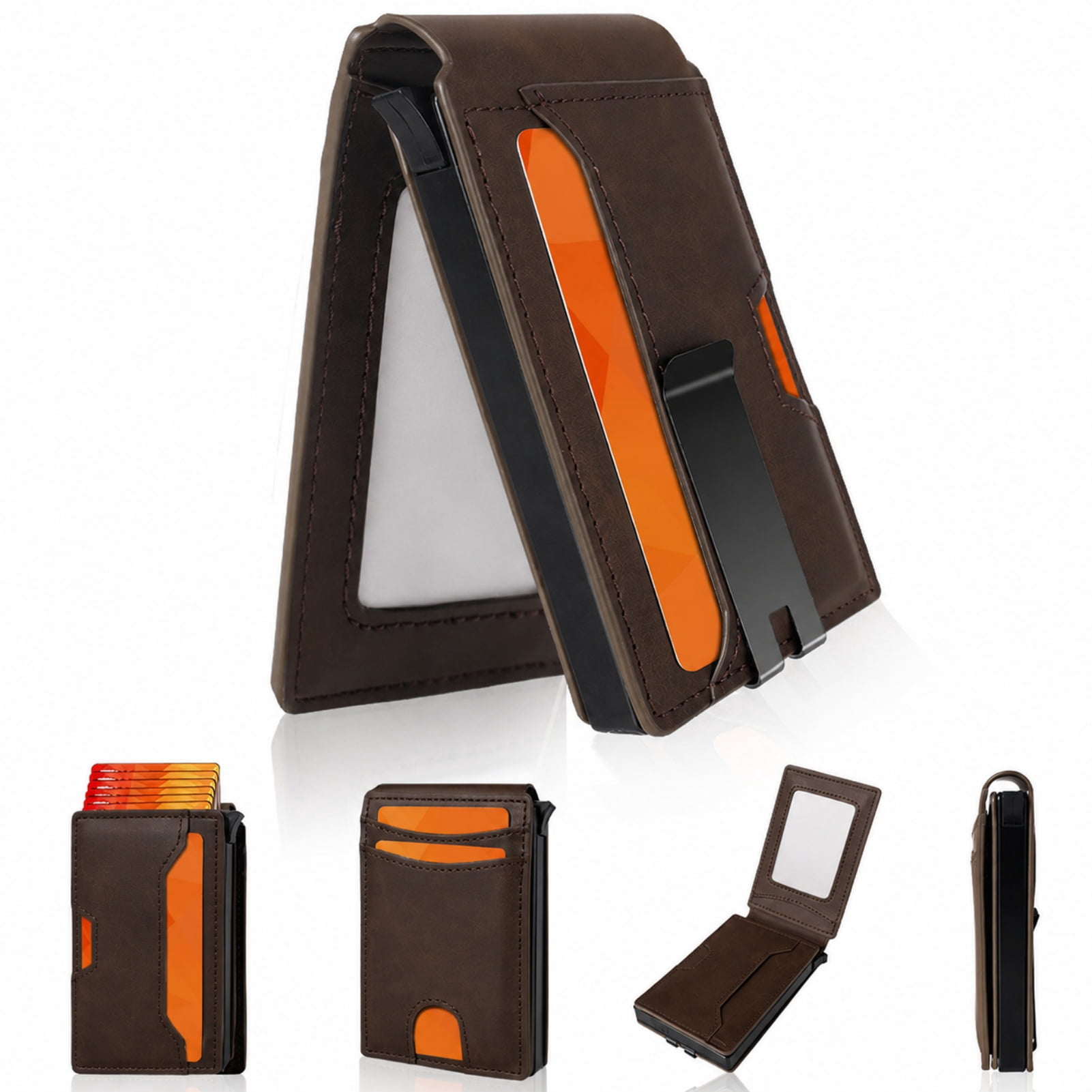 Lumanee Magvault Wallet, Lumanee Magvault Minimalist Wallet, Convenient Pop-Up Mechanism with Transparent Window, Signal Insulating Physical Layer, Ideal for Commuting and Travel