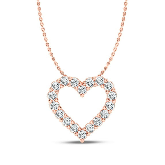 Lumante Women's 0.25cttw 14k Rose Gold Heart Shape Diamond Pendant Necklace, Lab Grown Diamonds (F-G Color, VS Clarity)