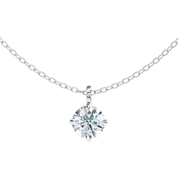 Lumante Women’s 14k White Gold Round Lab Grown Diamond 4 Prong Pendant Necklace, 0.70cttw (F-G Color, VS Clarity)