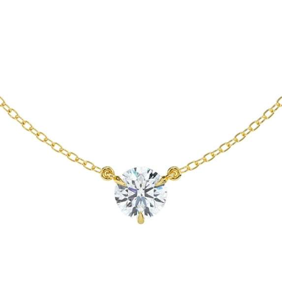 Lumante Women’s 14k Yellow Gold Round Lab Grown Diamond 3 Prong Pendant Necklace, 1.5cttw (F-G Color, VS Clarity)