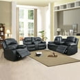 Lumary 3 Piece Bonded Leather Recliner Sofa Set, Luxury Living Room
