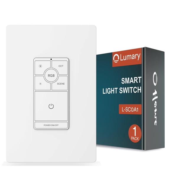Lumary Smart Light Switch 3 Way Single Pole Dimmer White Plastic Neutral Wire Required 1.5 x 0.3 x 2.7 inches 1 Pack (Only Support Lumary Recessed Lighting)