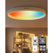 Lumary Skylora Smart Flush Mount Ceiling Light, 16.73 Full Spectrum Metal Ceiling Light, Wi-Fi, Voice and Remote Control 1800K to 12000K 16.73 Inch 1 Pack
