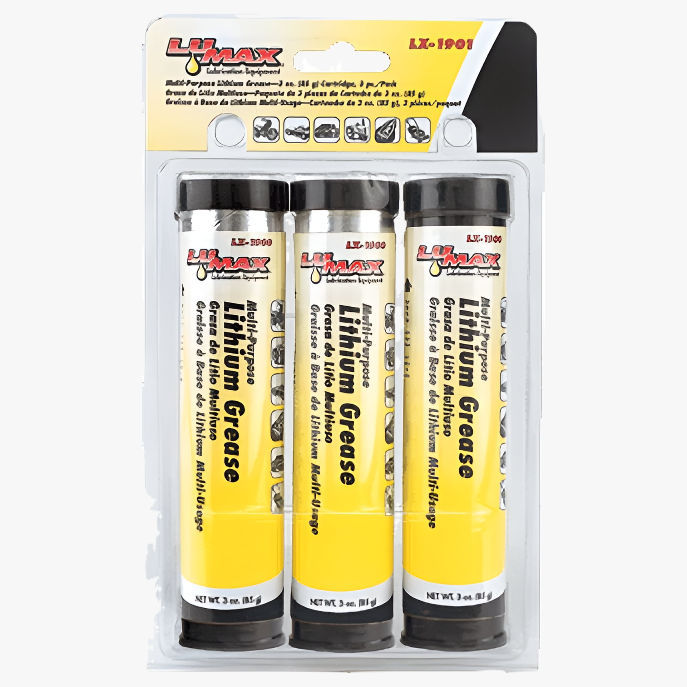 Lumax LX-1901 Lithium Grease Cartridge, 3 oz, 3 Pack