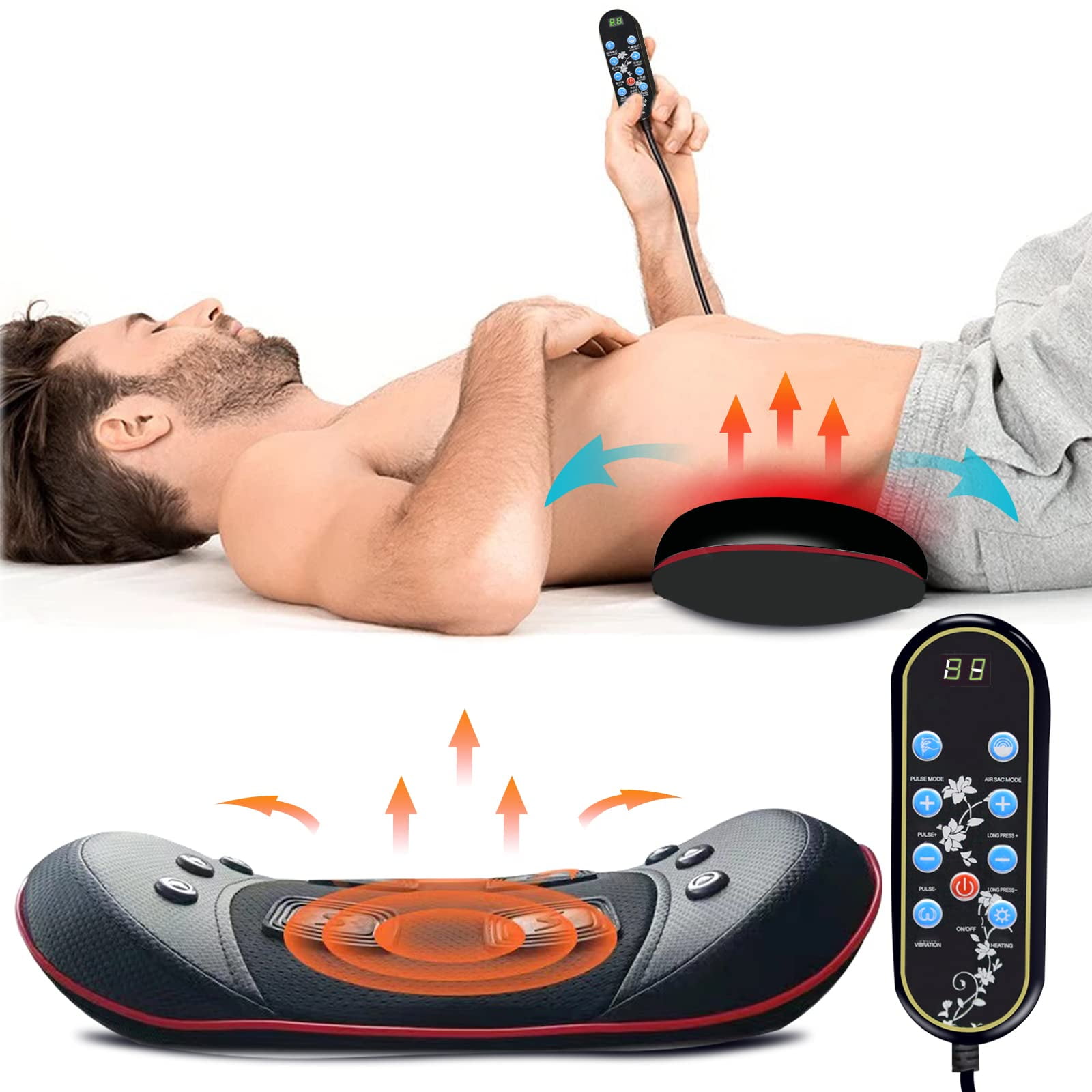 Auxoliev Electric Lumbar Traction with Heat Back Massager FSA HSA Eligible  with Dynamic Airbag Back Stretching, 3 Level Hot Compress , Electrotherapy