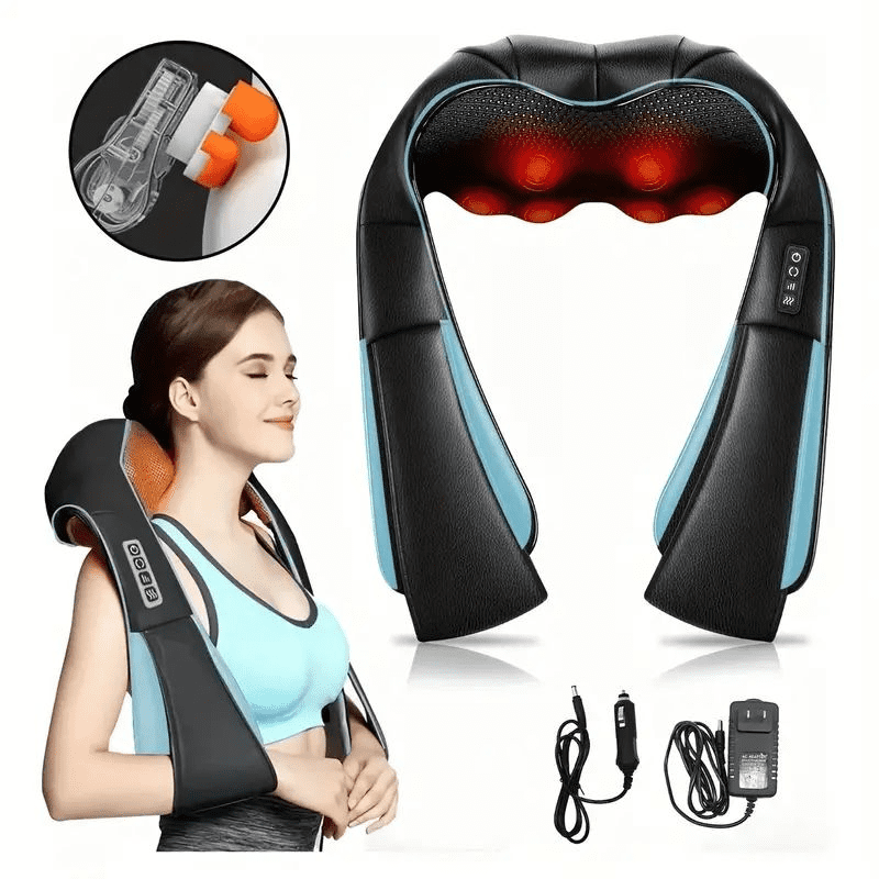 Lumbar Neck And Shoulder Massager，Back, neck, and shoulder heat therapy massager with heating function, deep tissue kneading, relieves muscle pain, suitable for home and car use