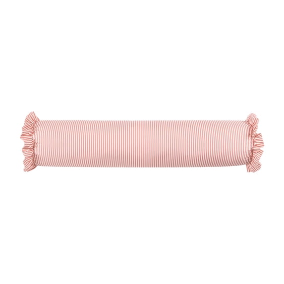 Lumbar Pillow,Bolster Pillow,8" X 36" Green Striped Ruffle Bolster Decorative Pillow With Ruffled Edges Soft Cylindrical Neck Roll Pillow For Bed Sofa Decor Support Pillow.(Pink)
