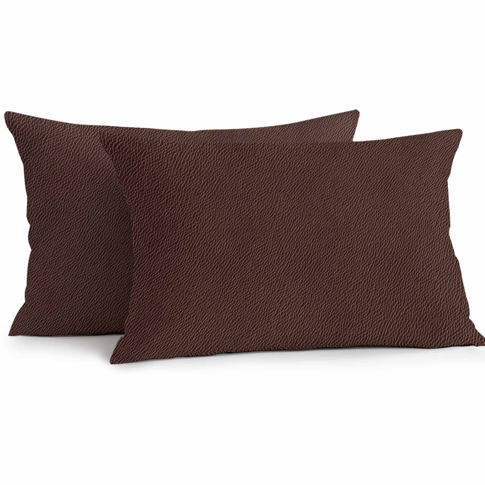 Lumbar Pillow Covers 12 x 20 Inches, Solid Brown Waterproof Throw Pillow Cover Set of 2, Vintage Minimalism Abstract Denim Pattern Decorative Rectangle Cushion Covers for Patio/Tent/Couch/Garden
