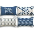 thumbnail image 1 of Lumbar Pillow Covers 12x20 Set of 4, Modern Sofa Throw Pillow Cover, Decorative Outdoor Linen Fabric Pillow Case for Couch Bed Car, Light Blue, 1 of 4