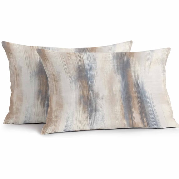 Lumbar Pillow Covers 20x12 Inch Set of 2, Beige Gray Waterproof Outdoor Pillow Covers, Abstract Grunge Mottled Neutral Texture Decorative Cushion Pillowcases for Couch, Sofa, Bed, Garden, Patio