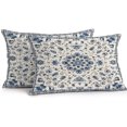 thumbnail image 1 of Lumbar Pillow Covers 20x12 Inch Set of 2, Boho Floral Waterproof Outdoor Pillow Covers, Bohemian Chic Neutral Botanical Patterned Decorative Cushion Pillowcases for Couch, Sofa, Bed, Garden, Patio, 1 of 9