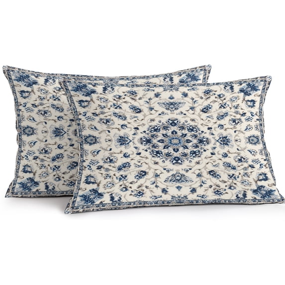 Lumbar Pillow Covers 20x12 Inch Set of 2, Boho Floral Waterproof Outdoor Pillow Covers, Bohemian Chic Neutral Botanical Patterned Decorative Cushion Pillowcases for Couch, Sofa, Bed, Garden, Patio