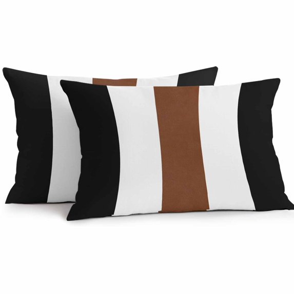 Lumbar Pillow Covers 20x12 Inch Set of 2, Brown Black White Boho Waterproof Outdoor Pillow Covers, Contemporary Modern Art Decorative Cushion Pillowcases for Couch, Sofa, Bed, Garden, Patio