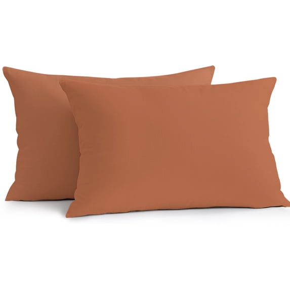 Lumbar Pillow Covers 20x12 Inch Set of 2, Burnt Orange Waterproof Outdoor Pillow Covers, Minimalist Modern Solid Color Orange Decorative Cushion Pillowcases for Couch, Sofa, Bed, Garden, Patio