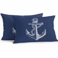 thumbnail image 1 of Lumbar Pillow Covers 20x12 Inch Set of 2, Nautical Anchor Waterproof Outdoor Pillow Covers, Navy Blue Coastal Marine Minimalist Rope Decorative Cushion Pillowcases for Couch, Sofa, Bed, Garden, Patio, 1 of 9