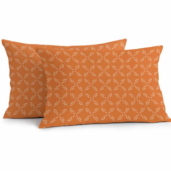 Lumbar Pillow Covers 20x12 Inch Set of 2, Orange Morocco Waterproof Outdoor Pillow Covers, Geometric Leaf Diamond Lattice Abstract Decorative Cushion Pillowcases for Couch, Sofa, Bed, Garden, Patio