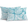thumbnail image 1 of Lumbar Pillow Covers 20x12 Inch Set of 2, Palm Tree Monstera Waterproof Outdoor Pillow Covers, Teal Aqua Leaf Boho Botanical Tropical Decorative Cushion Pillowcases for Patio Garden Couch Bed, 1 of 9