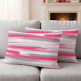 thumbnail image 1 of Lumbar Pillow Covers 20x12 Inch Set of 2, Pink Gray Stripes Waterproof Outdoor Pillow Covers, Watercolor Modern Abstract Minimalist Decorative Cushion Pillowcases for Couch, Sofa, Bed, Garden, Patio, 1 of 9