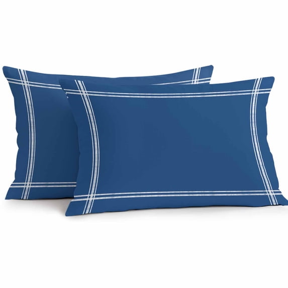 Lumbar Pillow Covers 20x12 Inch Set of 2, Pure Navy Blue Waterproof Outdoor Pillow Covers, Simple Solid Color Decorative Cushion Pillowcases for Couch, Sofa, Bed, Garden, Patio