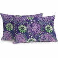 thumbnail image 1 of Lumbar Pillow Covers 20x12 Inch Set of 2, Purple Green Flowers Waterproof Outdoor Pillow Covers, Watercolor Vintage Botanical Decorative Cushion Pillowcases for Couch, Sofa, Bed, Garden, Patio, 1 of 9