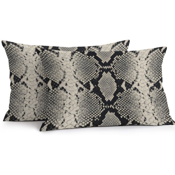 Lumbar Pillow Covers 20x12 Inch Set of 2, Snake Skin Waterproof Outdoor Pillow Covers, Wild Animal Pattern Ethnic Tribe Decorative Cushion Pillowcases for Couch, Sofa, Bed, Garden, Patio