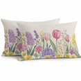 thumbnail image 1 of Lumbar Pillow Covers 20x12 Inch Set of 2, Spring Floral Waterproof Outdoor Pillow Covers, Pink Tulip Summer Botanical Rustic Decorative Cushion Pillowcases for Couch, Sofa, Bed, Garden, Patio, 1 of 9