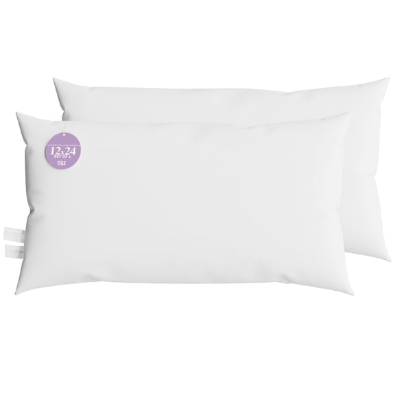 Lumbar Pillow Insert 12x24 inch set of 2 Boudoir Pillow with Down Alternative Filling by Looms and Linens - American Made Pillow