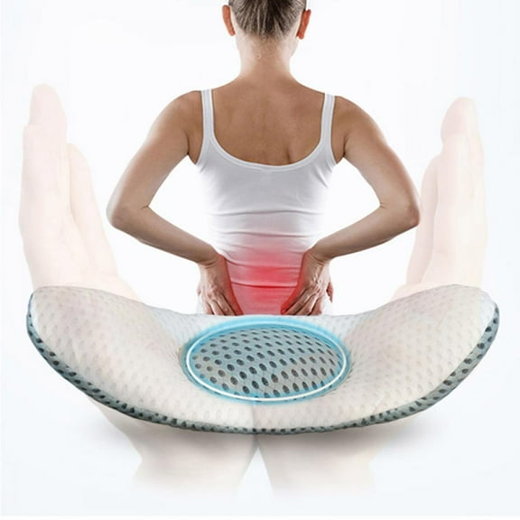 Lumbar Pillow for Sleeping, Adjustable Height 3D Lower Back Support Pillow Waist Sciatic Pain Relief Cushion for Bed Rest - Side, Back and Stomach Sleepers