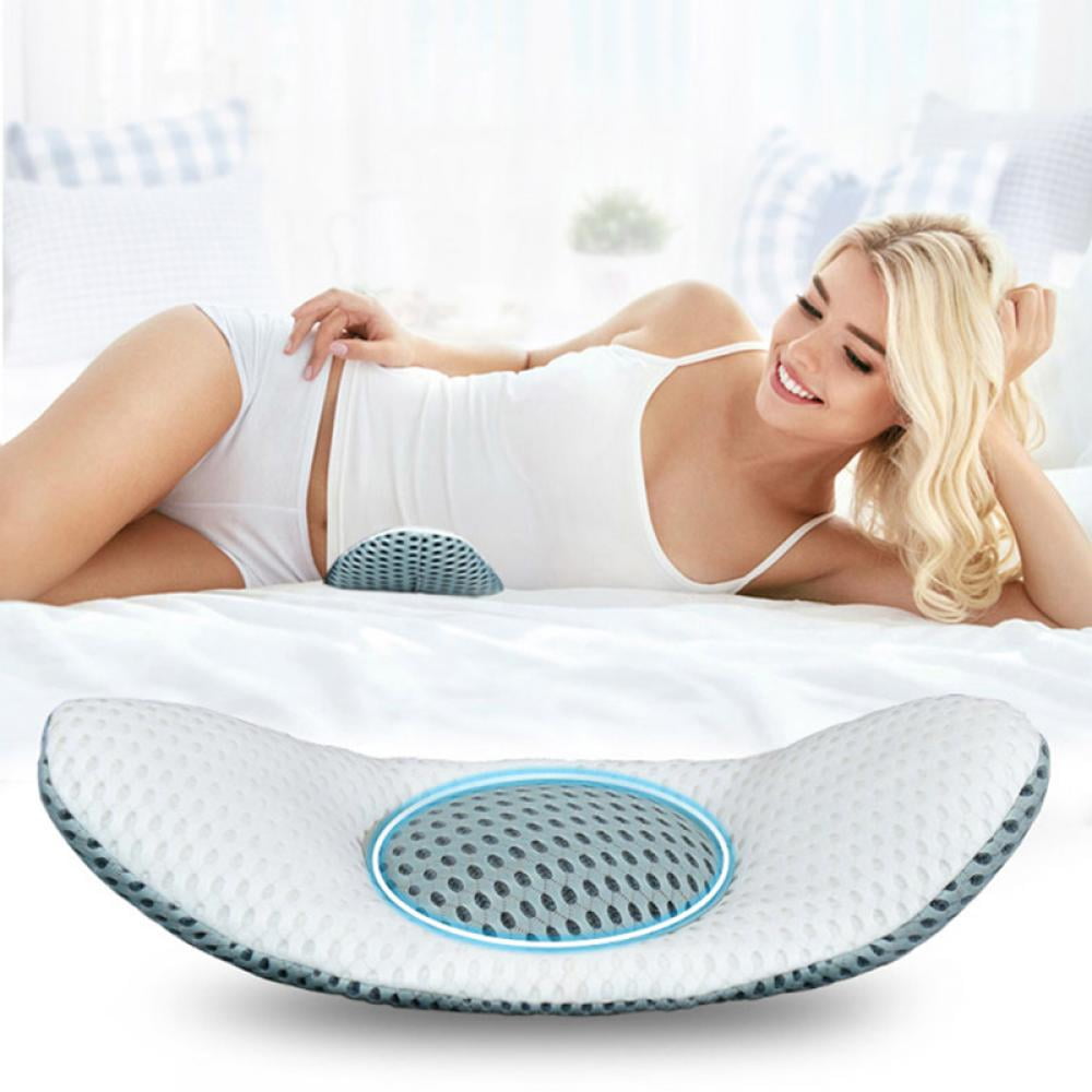 Lumbar Pillow for Sleeping Adjustable Height 3D Lower Back Support Pillow Waist Sciatic Pain Relief Cushion for Bed Rest Side Back and Stomach