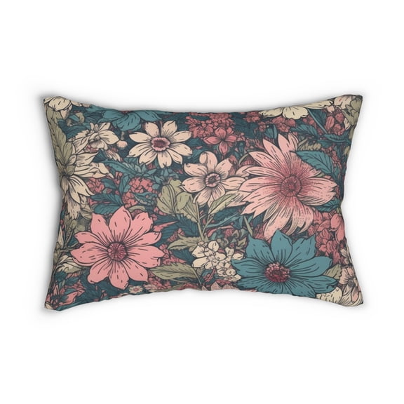Lumbar Pillow with Jacobean Design