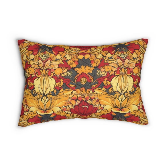 Lumbar Pillow with Jacobean Design