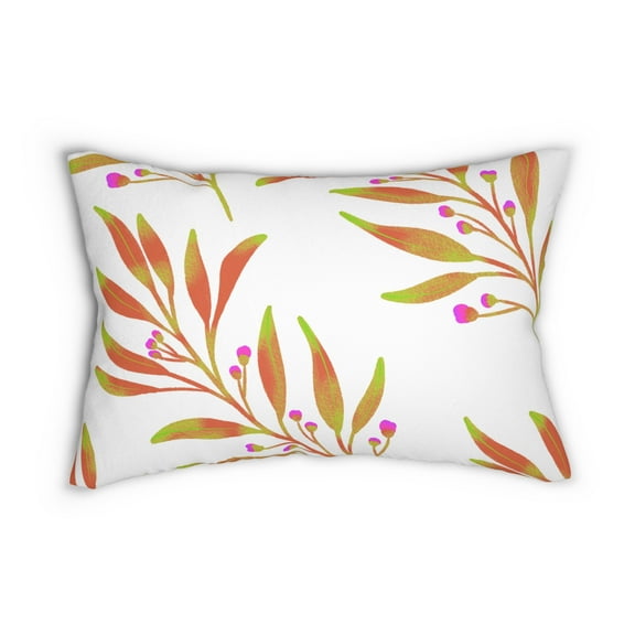 Lumbar Pillow with Rusty Leaves Design