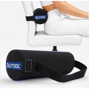 QUTOOL Lumbar Roll Pillow for Office Chair & Car Seat, Memory Foam Back Cushion for Lower Back Support, Washable Cover, Black
