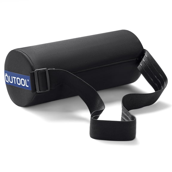 Qutool Lumbar Roll Pillow, Memory Foam Ergonomic Backrest, Back Pillow for Office Chair, Desk, Car Seat, Washable Cover, Black